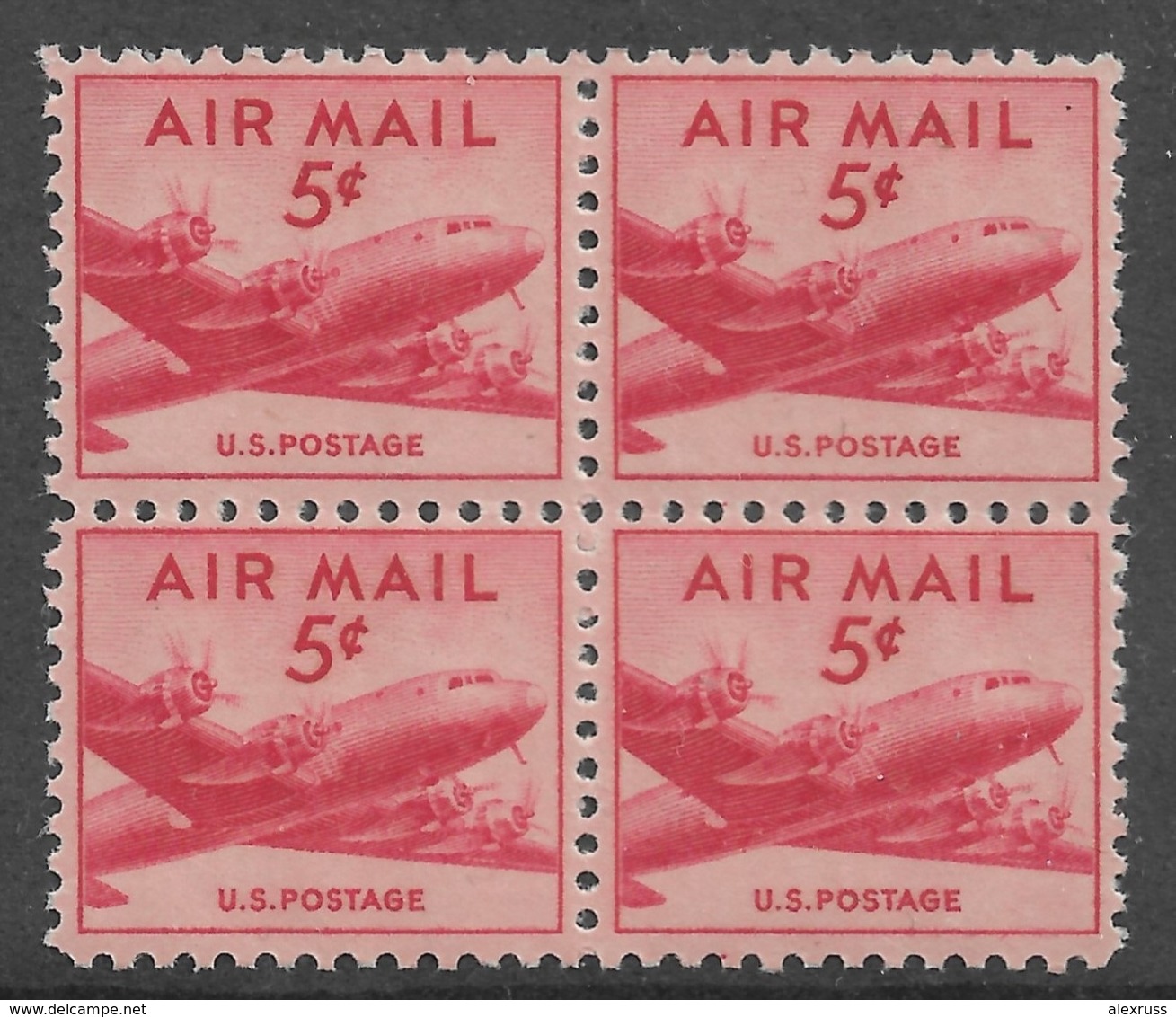 US 1947 Air Mail DC-4 Skymaster Block Of 4 Scott # C33,VF-XF MNH**OG - 2b. 1941-1960 Ongebruikt