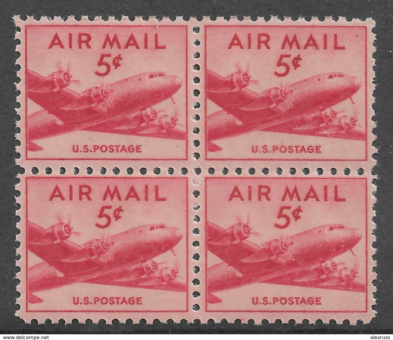 US 1947 Air Mail DC-4 Skymaster Block Of 4 Scott # C33,VF-XF MNH**OG - 2b. 1941-1960 Unused