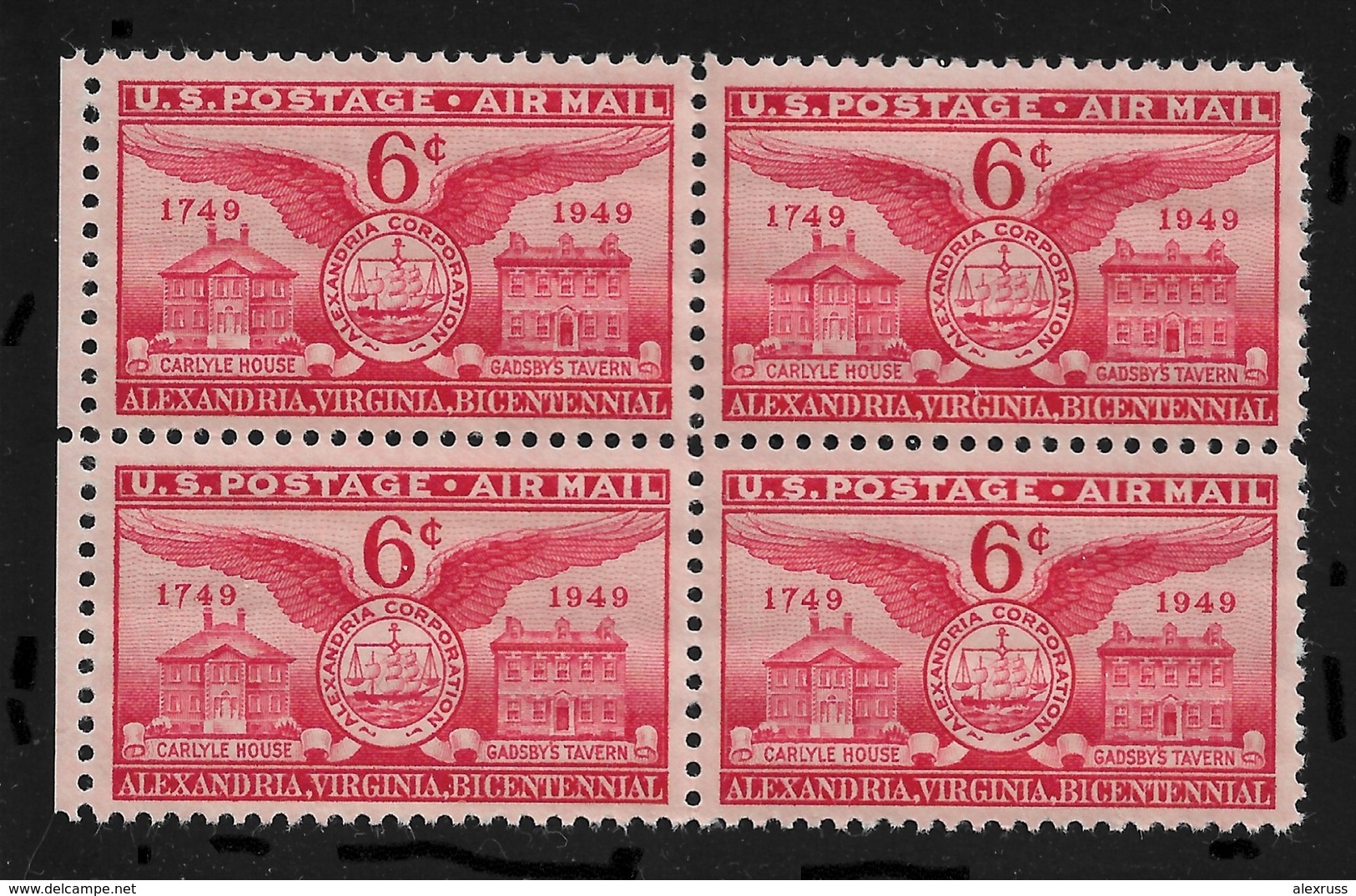 US 1949 Air Mail Alexandria Issue Block Of 4 Scott # C40,VF-XF MNH**OG - 2b. 1941-1960 Unused