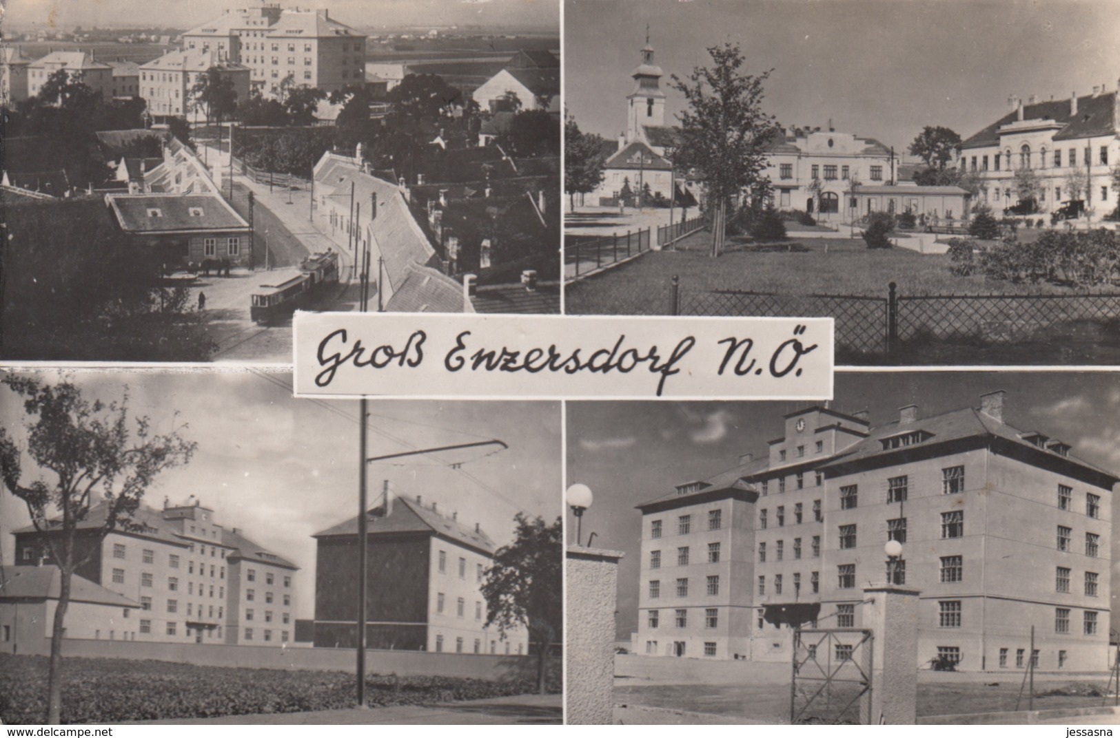 AK -NÖ -  GROSS ENZERSDORF - Mehrbild - Strassenansicht - Kaserne -Kirchenplatz 1950 - Gänserndorf