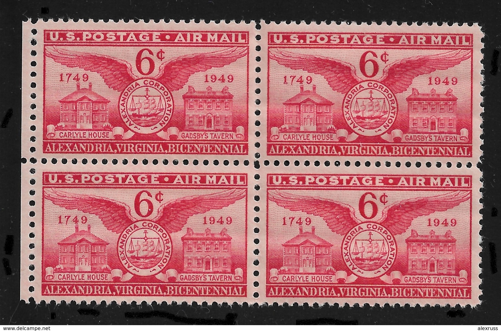 US 1949 Air Mail Alexandria Issue Block Of 4 Scott # C40,VF-XF MNH**OG - Unused Stamps