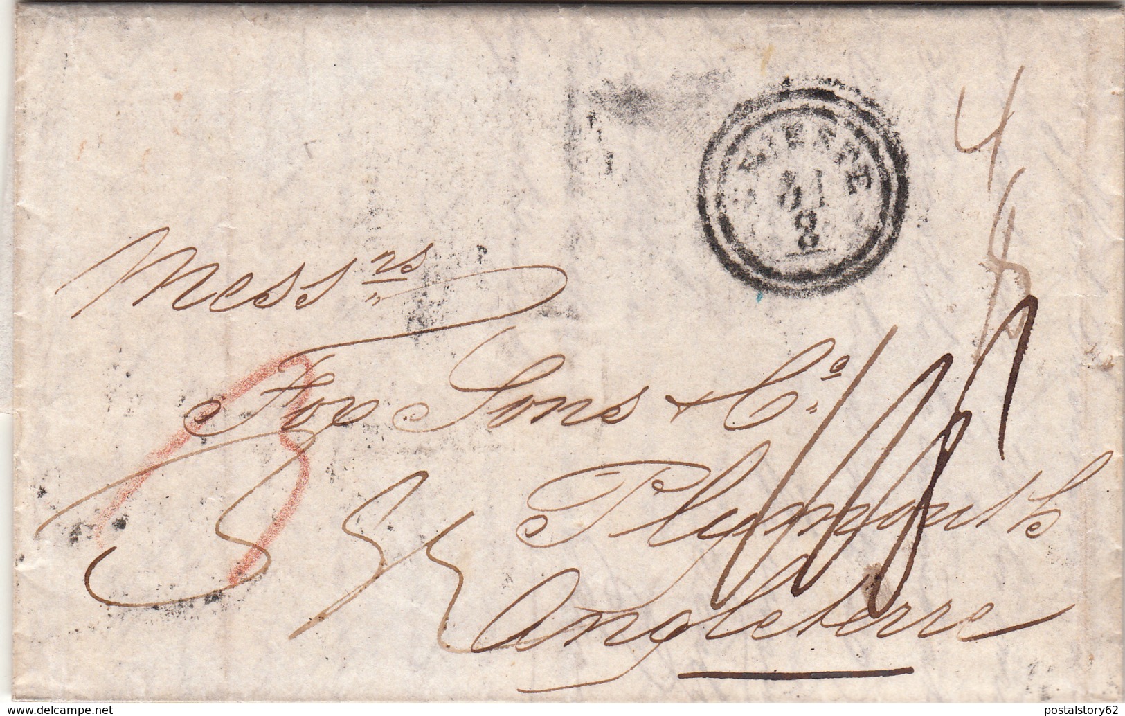 Zante, Isole Ionie Per Plymouth. Gran Bretagna. Transito A Trieste, Lettera Con Contenuto 21 Agosto 1851 - ...-1861 Préphilatélie
