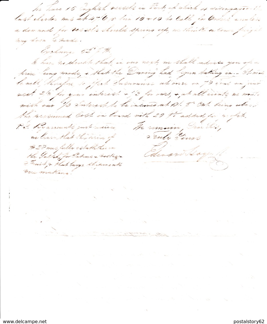 Zante, Isole Ionie Per Plymouth. Gran Bretagna. Transito A Trieste, Lettera Con Contenuto 21 Agosto 1851 - ...-1861 Prefilatelia
