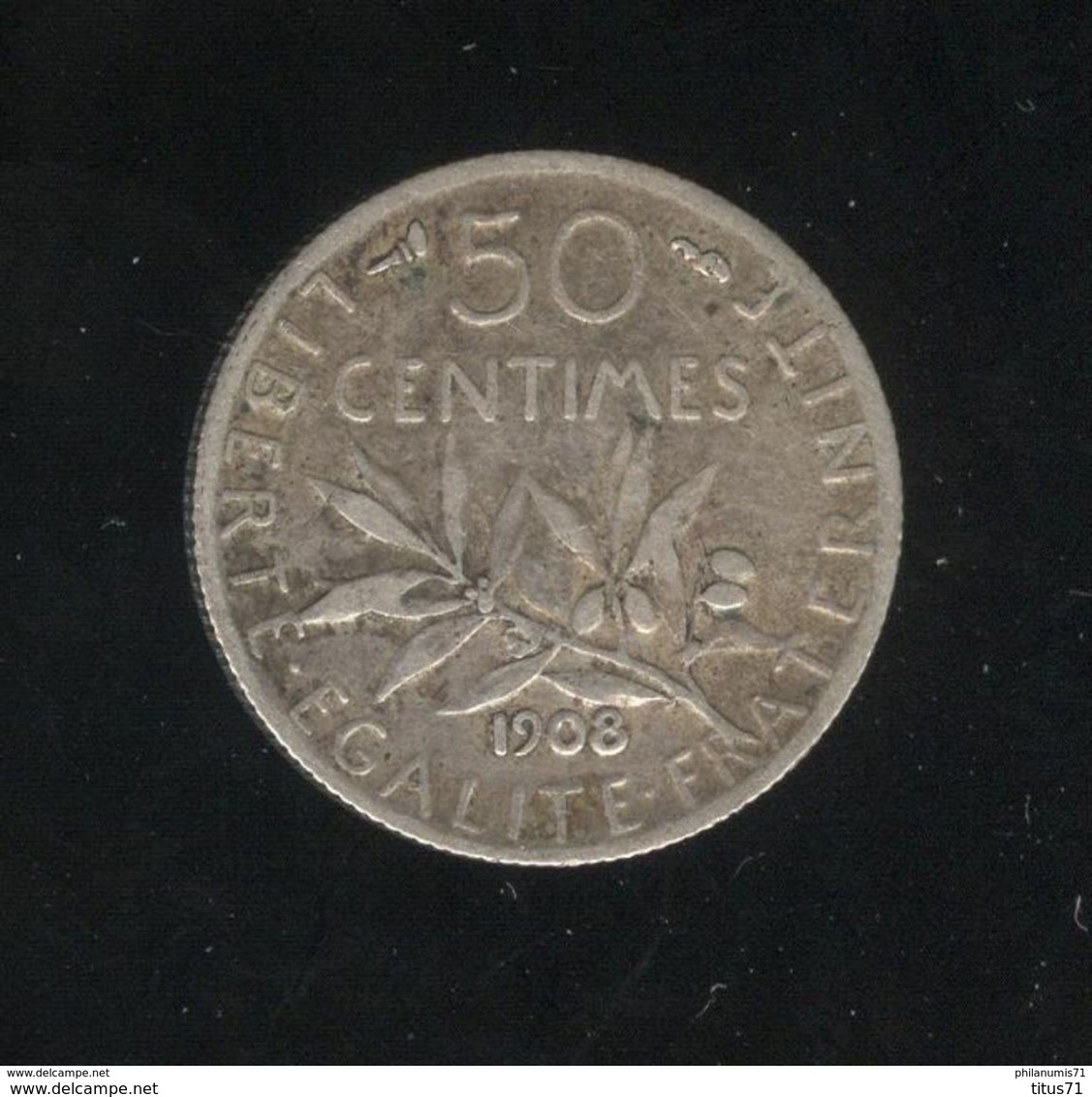 50 Centimes France 1908 - TTB - Autres & Non Classés