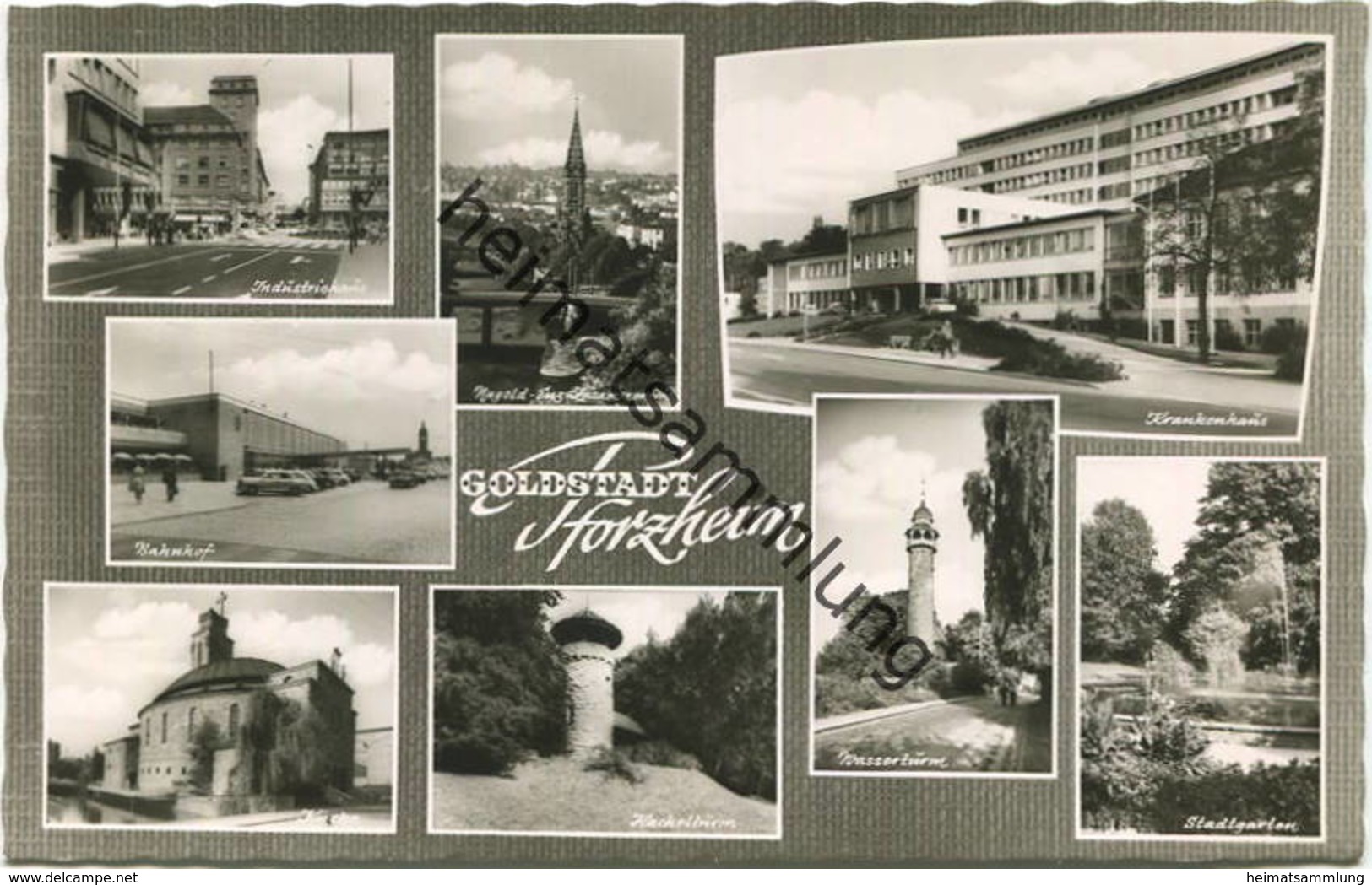 Pforzheim - Bahnhof - Industriehaus - Foto-AK 60er Jahre - Verlag Dr. Hans Knöpfel Heilbronn - Pforzheim