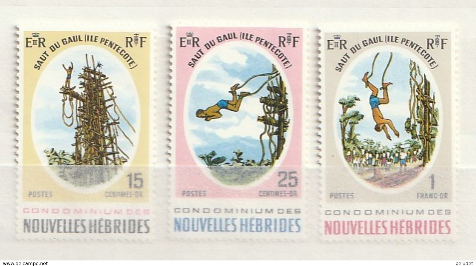 Nouvelles Hébrides 1969 SGF153-5 Pentecost Island Land Divers Set Of 3 - Nuevos