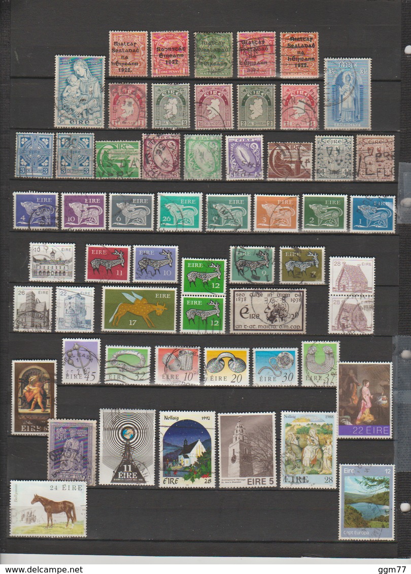 55 TIMBRES IRLANDE OBLITERES & NEUFS SANS GOMME DE 1922 à 1992 - Used Stamps