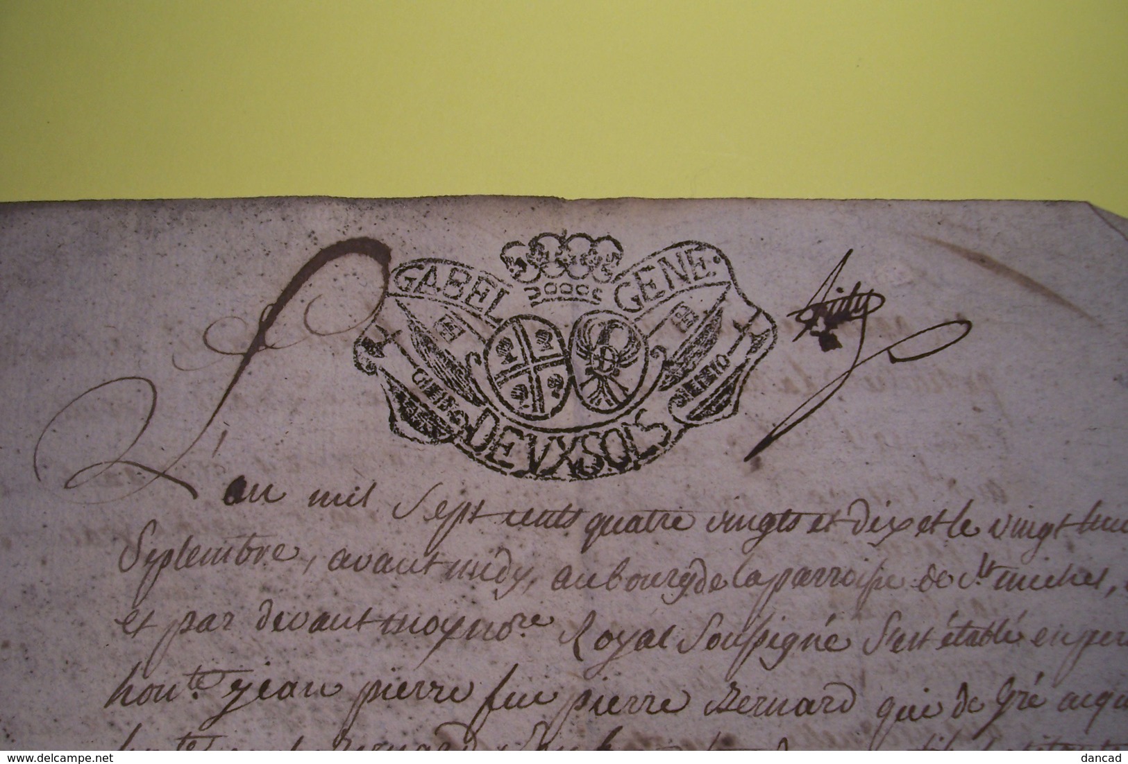 CACHET - DEUX SOLS - GABEL - GENE -  Année1790 - Cachets Généralité