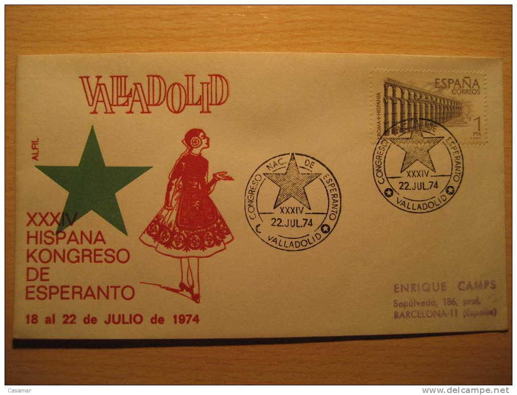 SPAIN Valladolid 1974 Kongreso Esperanto Cancel Cover - Esperanto