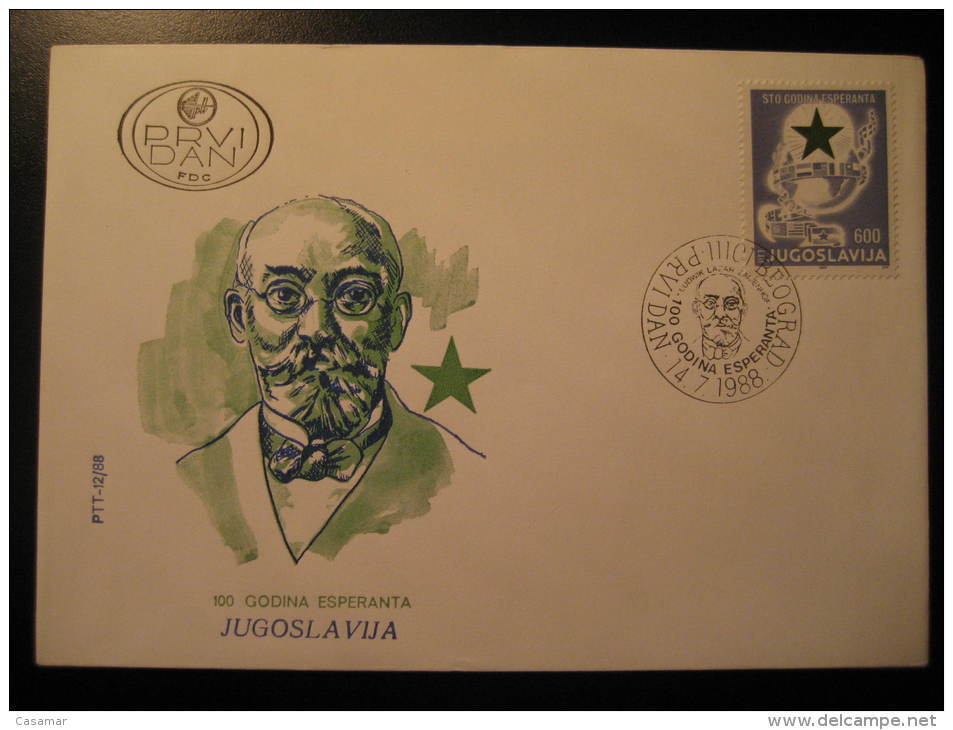 YUGOSLAVIA YOUGOSLAVIE 1988 Godina Esperanta Zamenhof Esperanto Cancel Cover Fdc - Esperanto