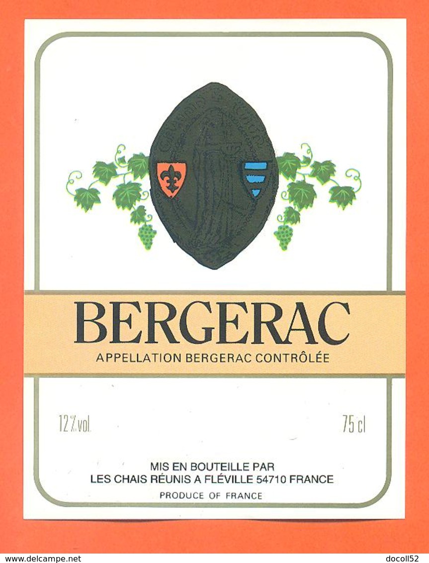 étiquette Vin De Bergerac Les Chais Réunis à Fléville - 75 Cl - Bergerac