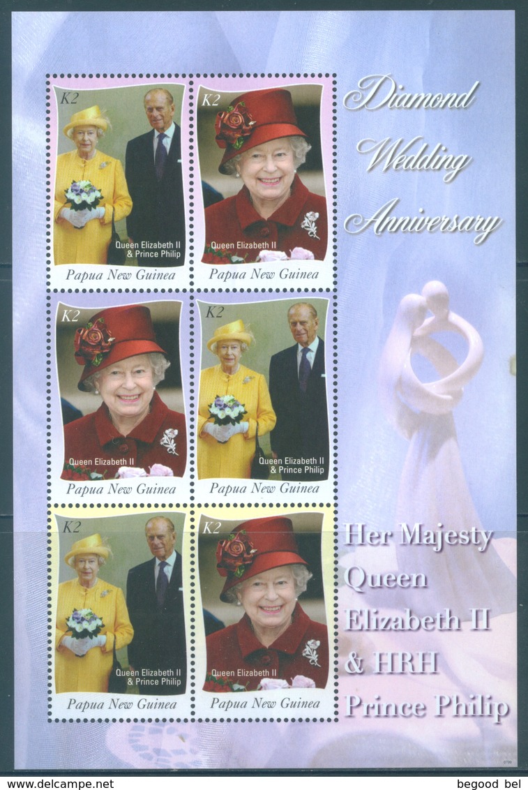 PAPUA NEW GUINEA -  MNH/** - 2007 - DIAMOND WEDDING ELIZABETH II - Yv BLOC 37 -  Lot 18250 - Papua-Neuguinea