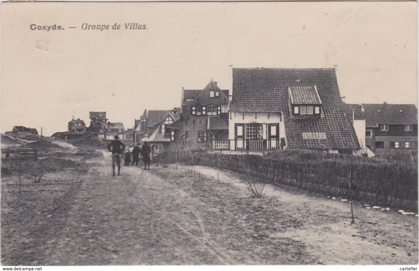 KOKSIJDE-COXYDE-GROUPE DE VILLAS-VERSTUURD-1920-ZELDZAAM ZICHT-ZIE DE 2 SCANS-MOOI ! ! ! ! - Koksijde