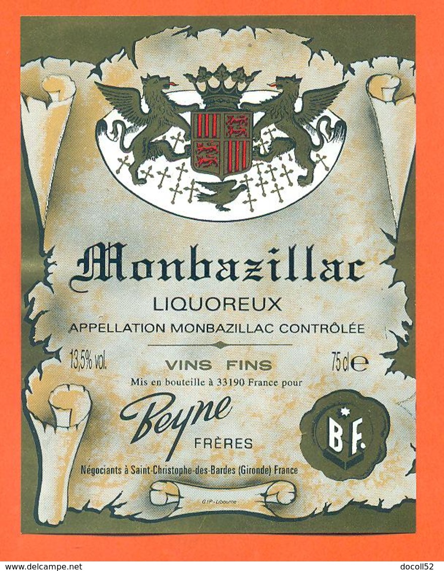 étiquette Vin De Monbazillac Liquoreux Beyne  à Saint Christophe Des Bardes - 75 Cl - Monbazillac