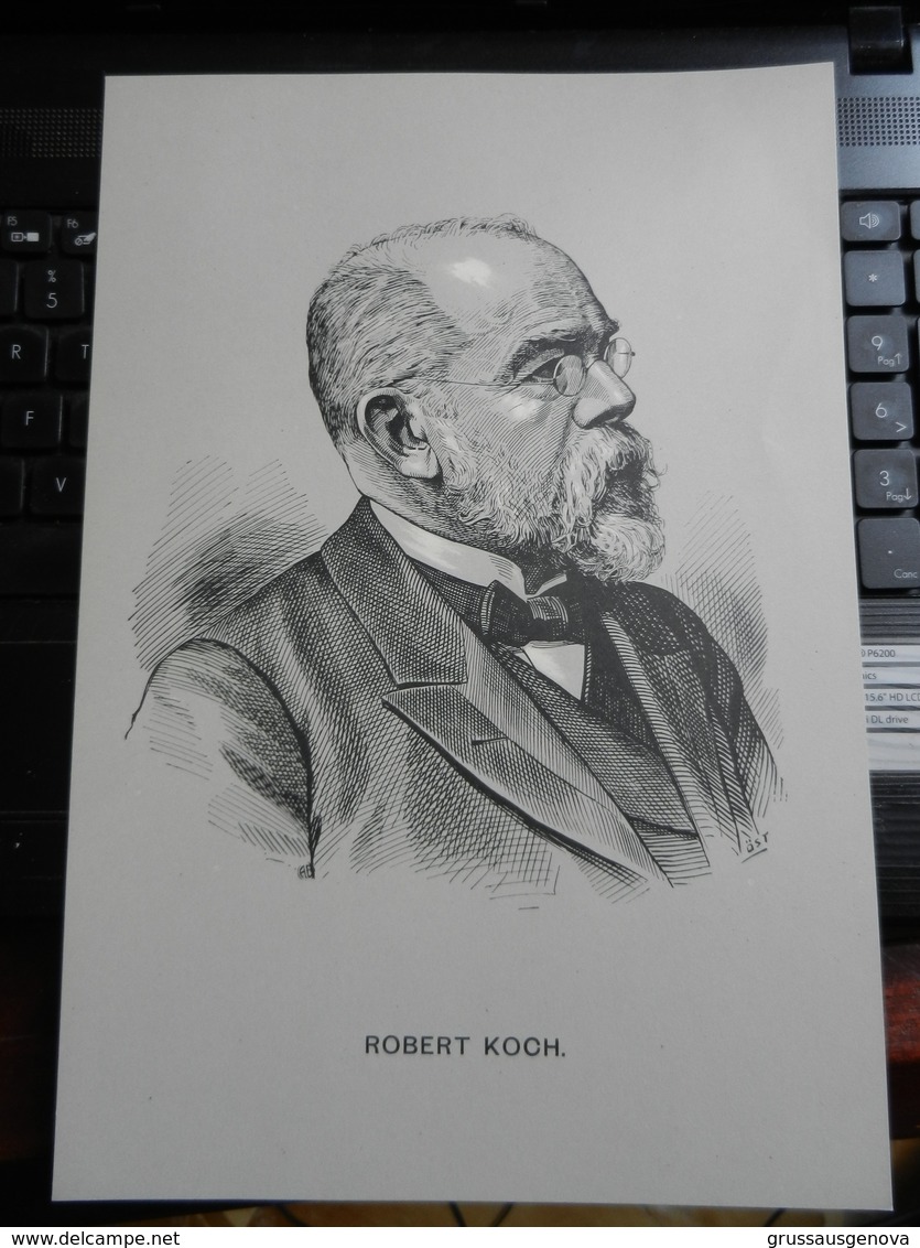 8c) ROBERT KOCH DOTTORI IMPORTANTI DEL PASSATO BREVE BIOGRAFIA AL RETRO DIMENSIONI 21 X 30 Cm - Stampe & Incisioni