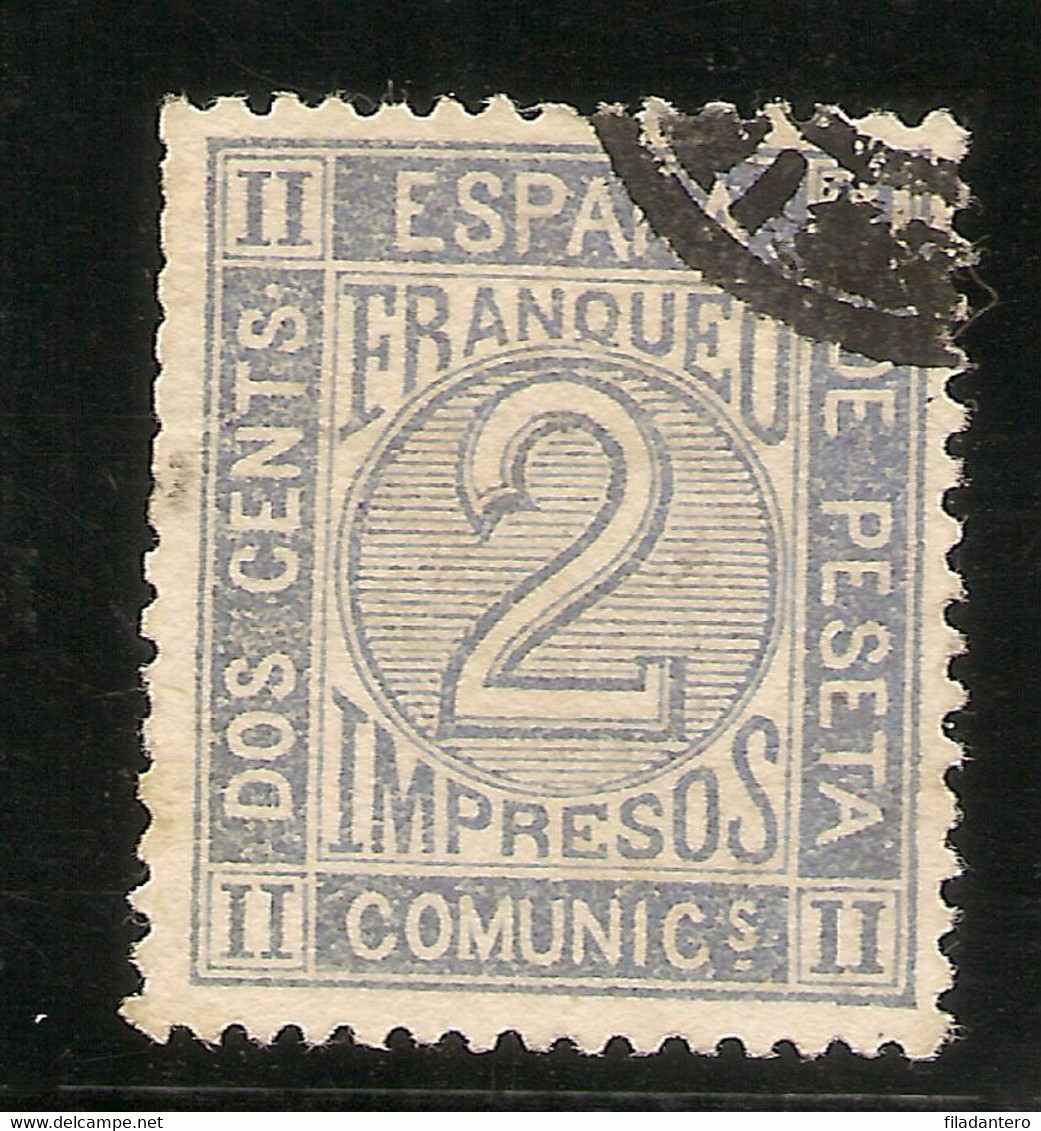 ESPAÑA Edifil 116 (º) 2 Céntimos Gris   Corona Real,cifras,Amadeo  1872  NL871 - Oblitérés