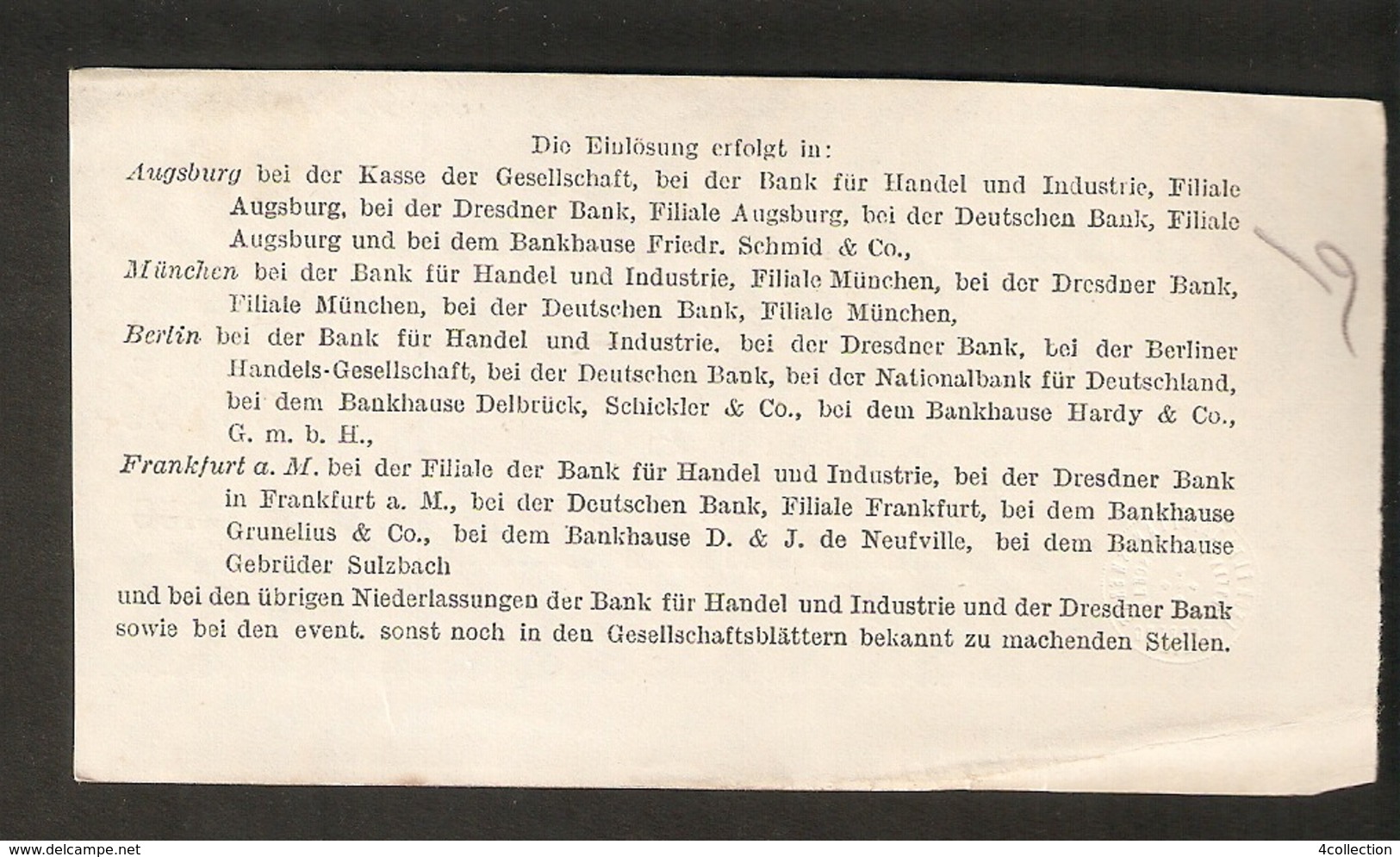 T. Germany 2. Zinsschein Lech Elektrizitatswerke Aktien Gesellschaft Coupon Kupon 1921 - 1922 No. 33429 Watermark - Other & Unclassified