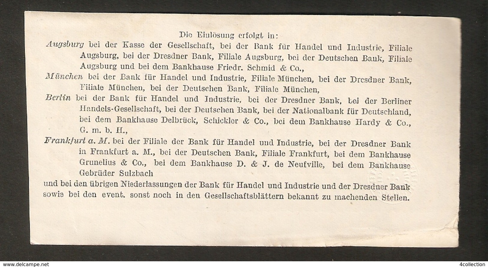 T. Germany 2. Zinsschein Lech Elektrizitatswerke Aktien Gesellschaft Coupon Kupon 1921 - 1922 No. 33427 Watermark - Other & Unclassified