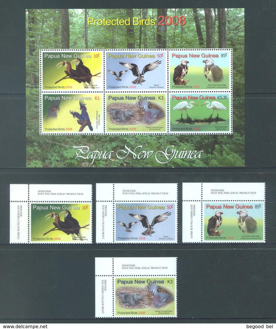 PAPUA NEW GUINEA -  MNH/*** LUXE - 2008 - PROTECTED BIRDS VOGELS OISEAUX - Yv 1195-1198 BLOC 41 -  Lot 18252 - Papouasie-Nouvelle-Guinée