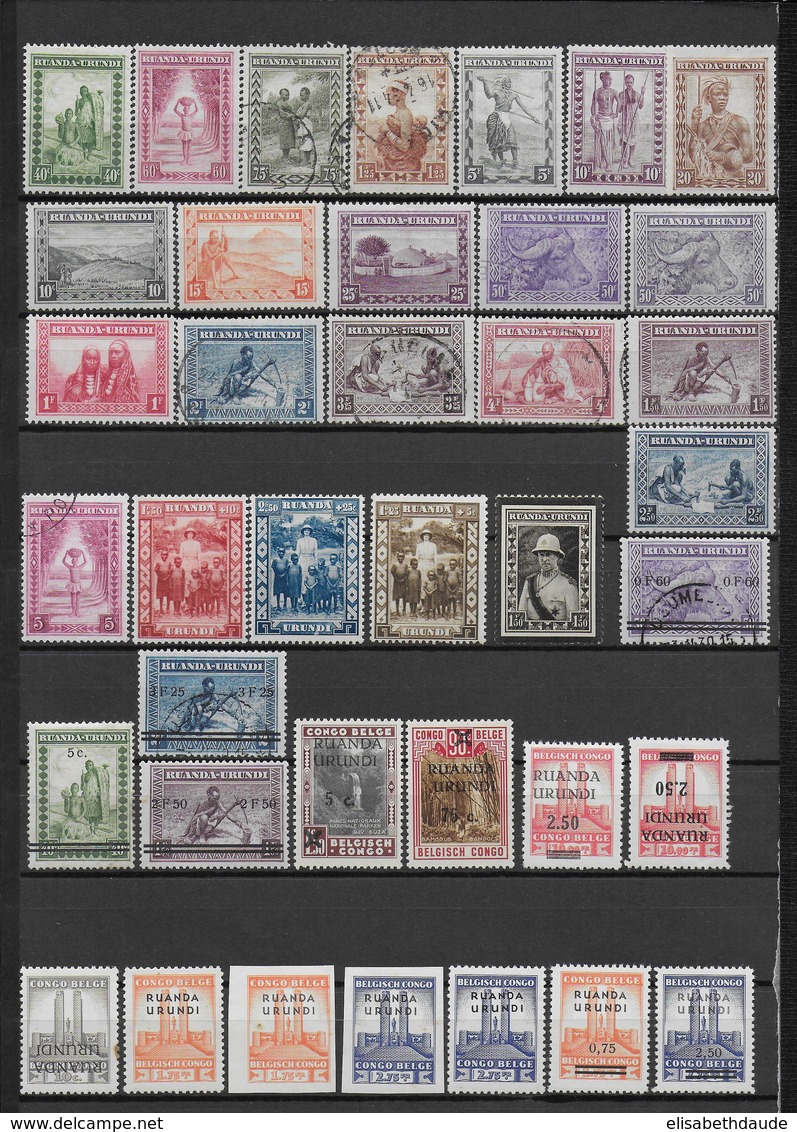 RUANDA URUNDI -1924-YVERT N° 50/149 */OB MLH/Used - COMPLET SAUF YT86 - AVEC SURCHARGES RENVERSEES+NON DENTELES-3 SCANS - Collections