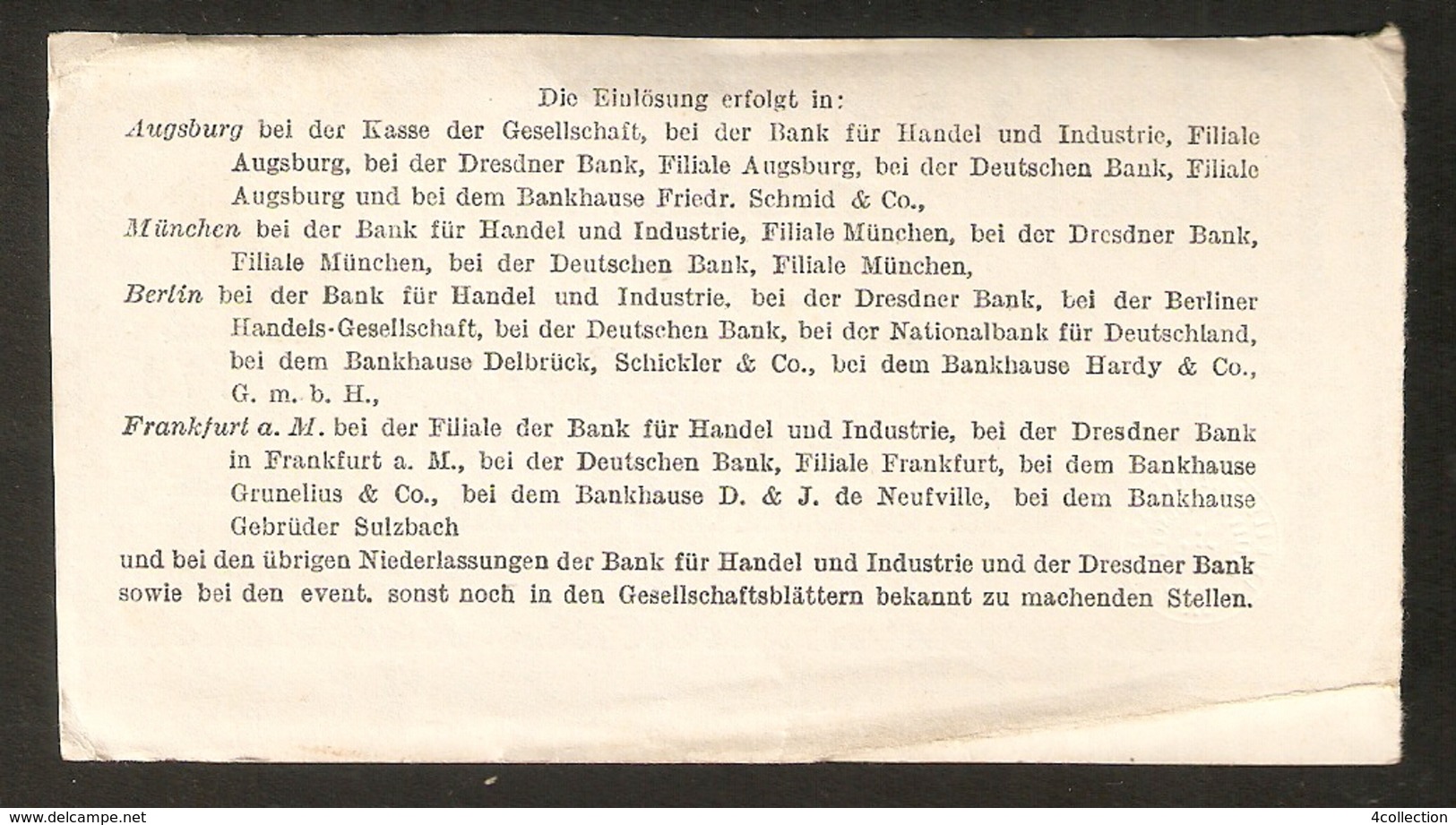 T. Germany 2. Zinsschein Lech Elektrizitatswerke AG Coupon Kupon 1921 - 1922 No. 18773 Watermark - Other & Unclassified