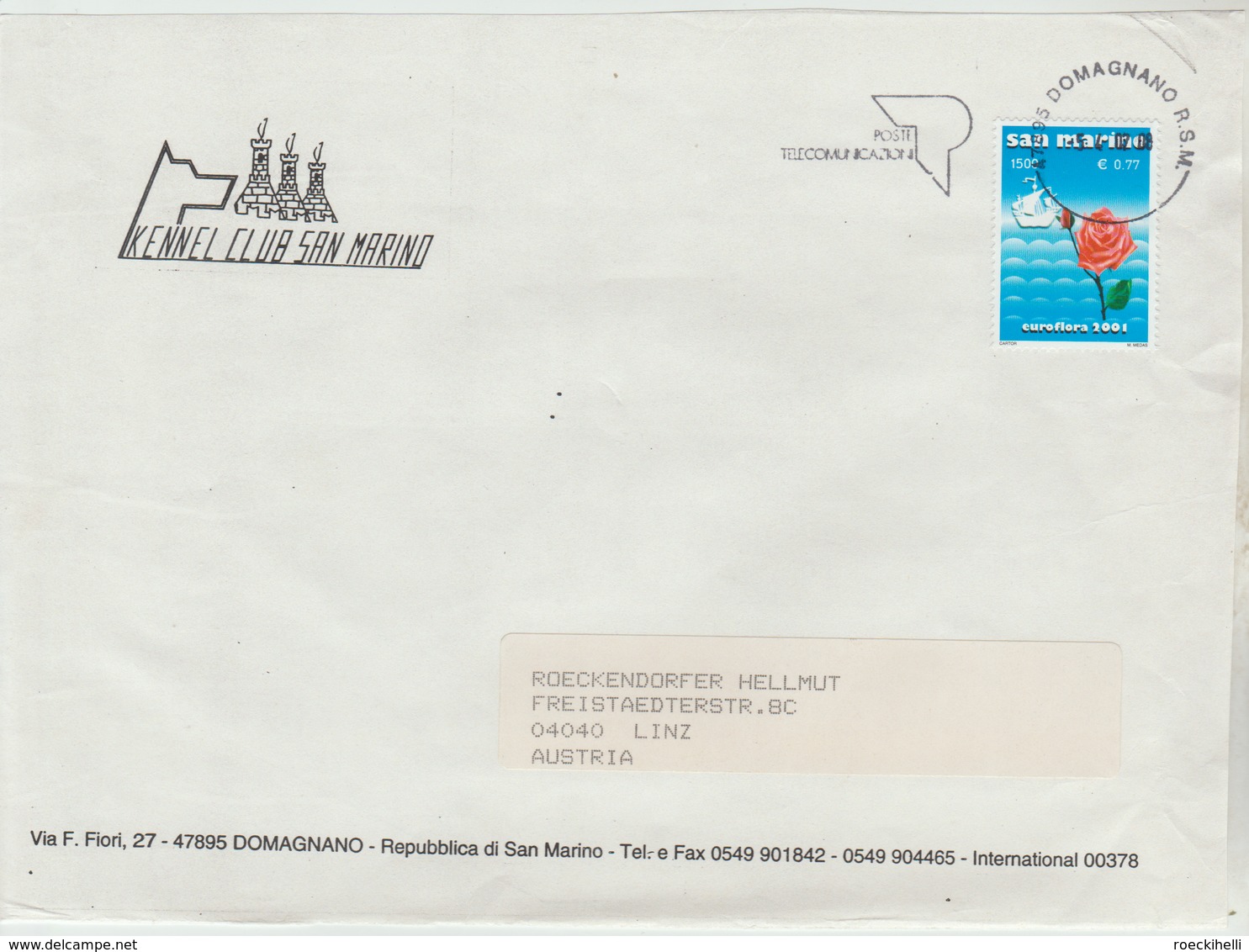 2007 - SAN MARINO - Bedarfsbeleg, Gelaufen V. Domagnano N. 4040 Linz -  O Gestempelt - S. Scan (rsm 01 Bb) - Briefe U. Dokumente