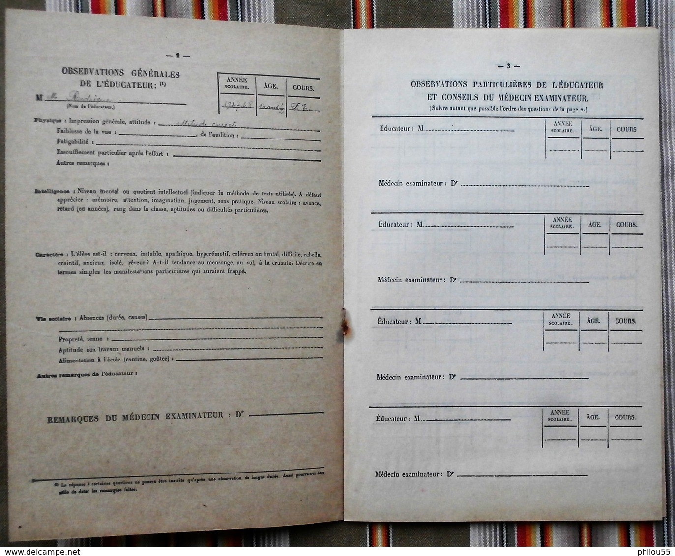 55 CHAMPLON Par ETAIN Fiche D'Aptitude C. Lambert 1947 - 48 Fin D'Etudes - Diplômes & Bulletins Scolaires