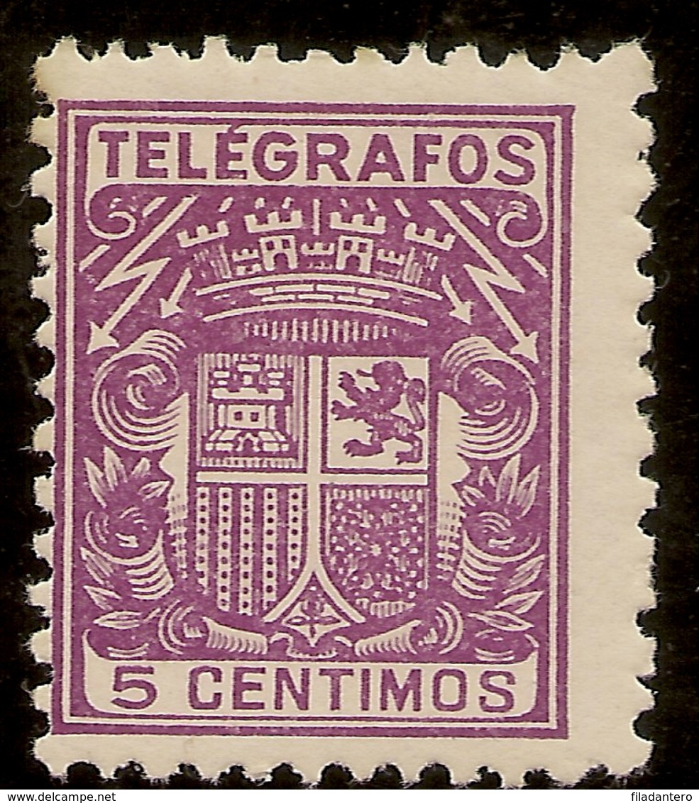 ESPAÑA  Teléfrafos  Edifil 68* Mh 5 Céntimos Lila  Escudo España  1932/33  NL579 - Telegramas