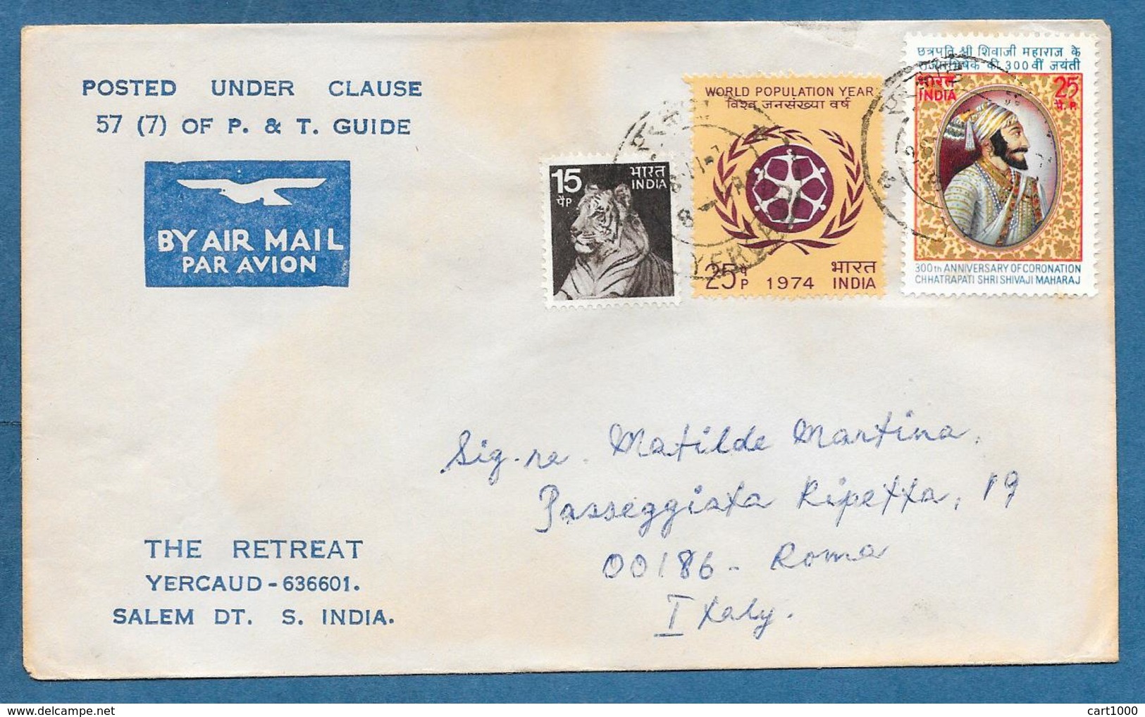 1974 INDIA BY AIR MAIL - Storia Postale