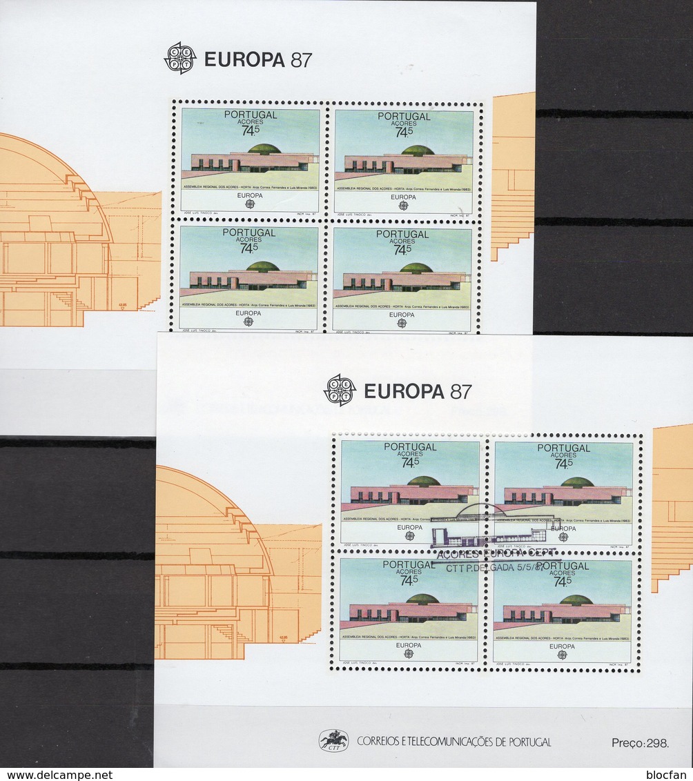 CEPT EUROPA 1987 Azoren Blocks 8 **/o 21€ Architektur Parlament Horta Hoja Ss Blocs Architectur Sheets Bf Portugal - 1987