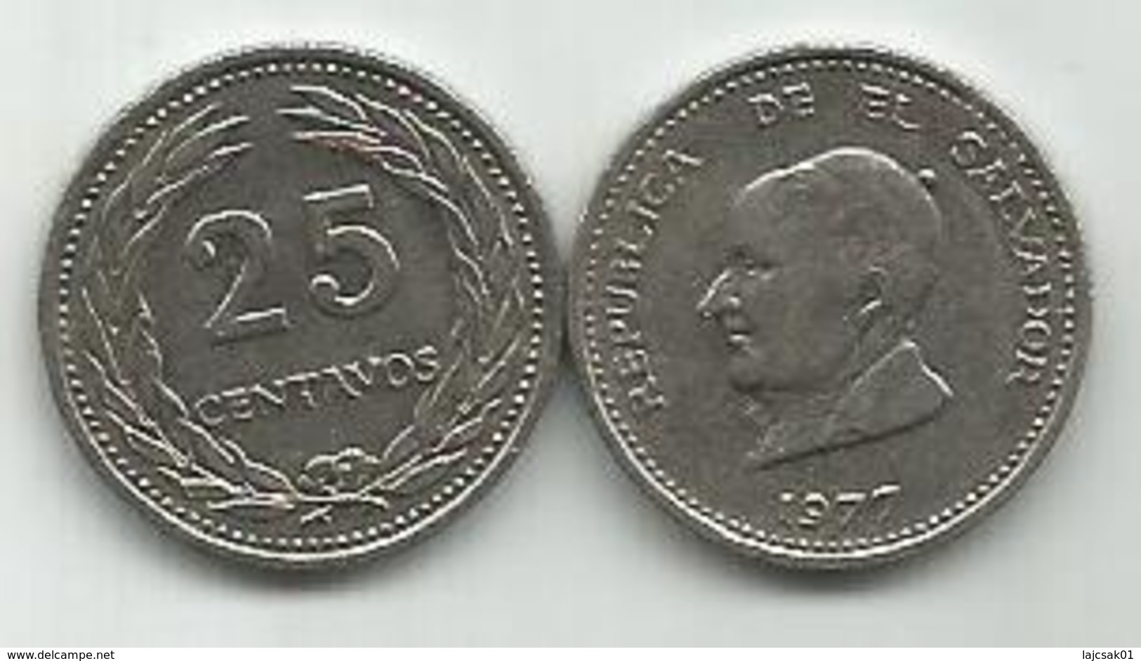 El Salvador 25 Centavos 1977. KM#139 - Salvador