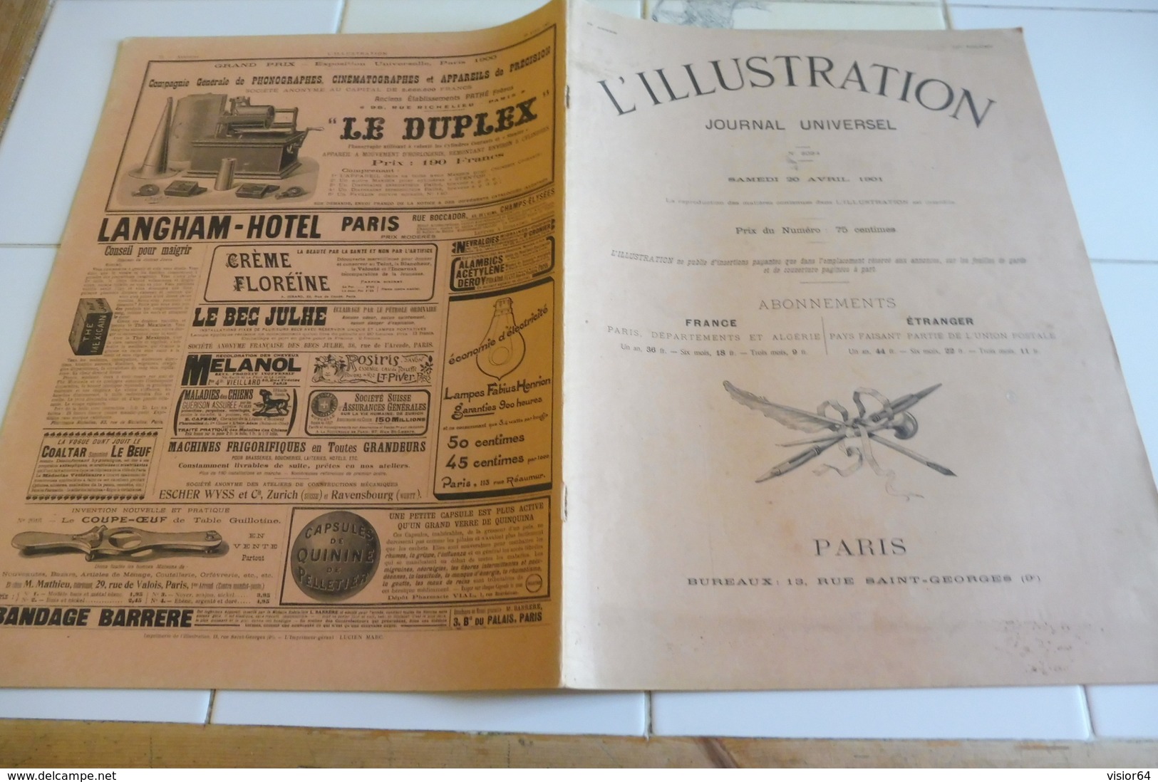 L'ILLUSTRATION 20 AVRIL 1901-FETES TOULON/ GARE LYON/ MAROC/ TUNISIE/ CERIGO/ EMILE FAGUET-CHEVAUX CHIRURGIE VETERINAIRE - L'Illustration