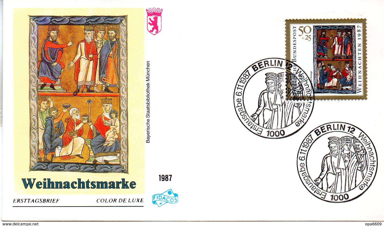 Westberlin Schmuck-FDC Mi. 797 "Weihnachten" ESSt 6.11.1987 BERLIN 12 - Sonstige & Ohne Zuordnung