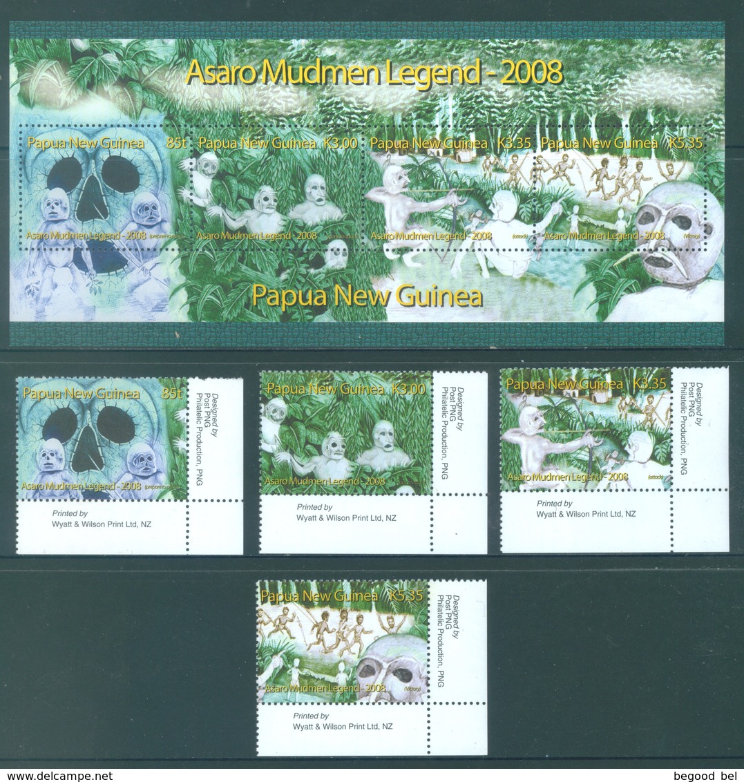 PAPUA NEW GUINEA -  MNH/*** LUXE - 2008 - ASARO LEGEND - Yv 1199-1202 BLOC 43 -  Lot 18257 - Papua-Neuguinea