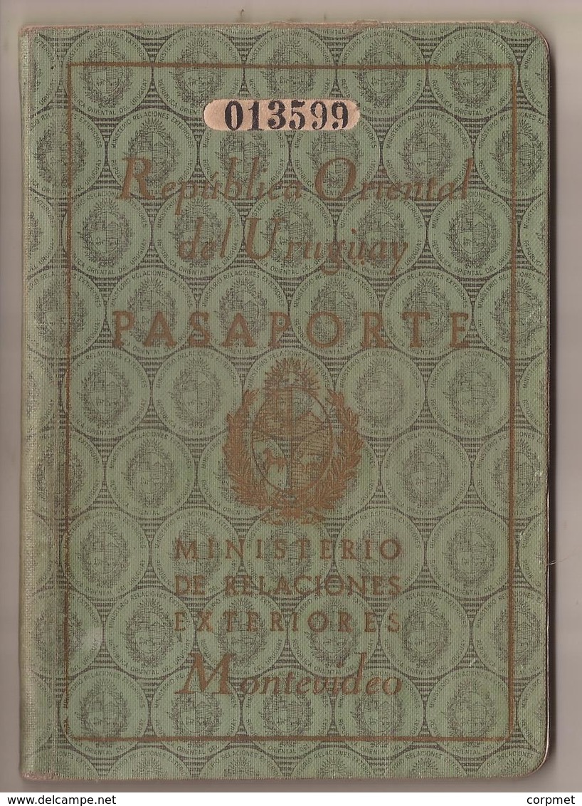 URUGUAY 1947 PASSPORT- PASSEPORT -multiple VISAS And STAMPS - Includes US, BRITISH, FRENCH Zone Of GERMANY Visas+revenue - Historische Dokumente