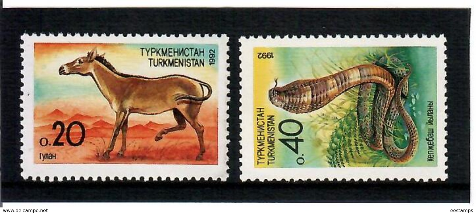 TURKMENISTAN Fauna (Kulan & Cobra). 2v: 0.20, 0.40 Michel 2-3 - Turkmenistán