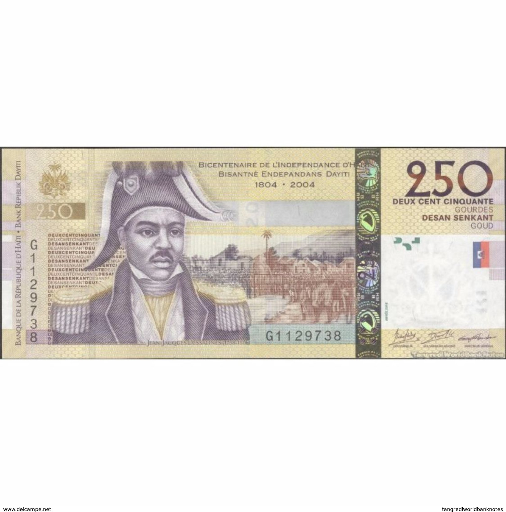 TWN - HAITI 276g - 250 Gourdes 2016 200th Ann. Of Independence - Hybrid Substrate - Prefix G UNC - Haïti