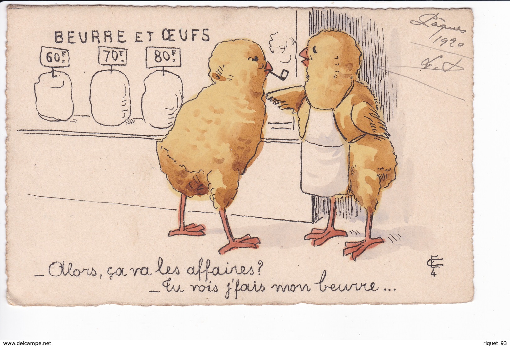 "Alors, ça Va Les Affaires, - Tu Vois J'fais Mon Beurre" ( Discussion Entre 2 Poussins) Dessin De C.E. - Humor