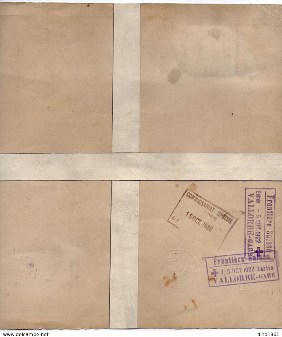 VP13.468 - Préfecture De Seine & Oise à VERSAILLES 1922  - Passeport à L'Etranger ( Suisse ) Melle M.T. QUENTIN - Polizei