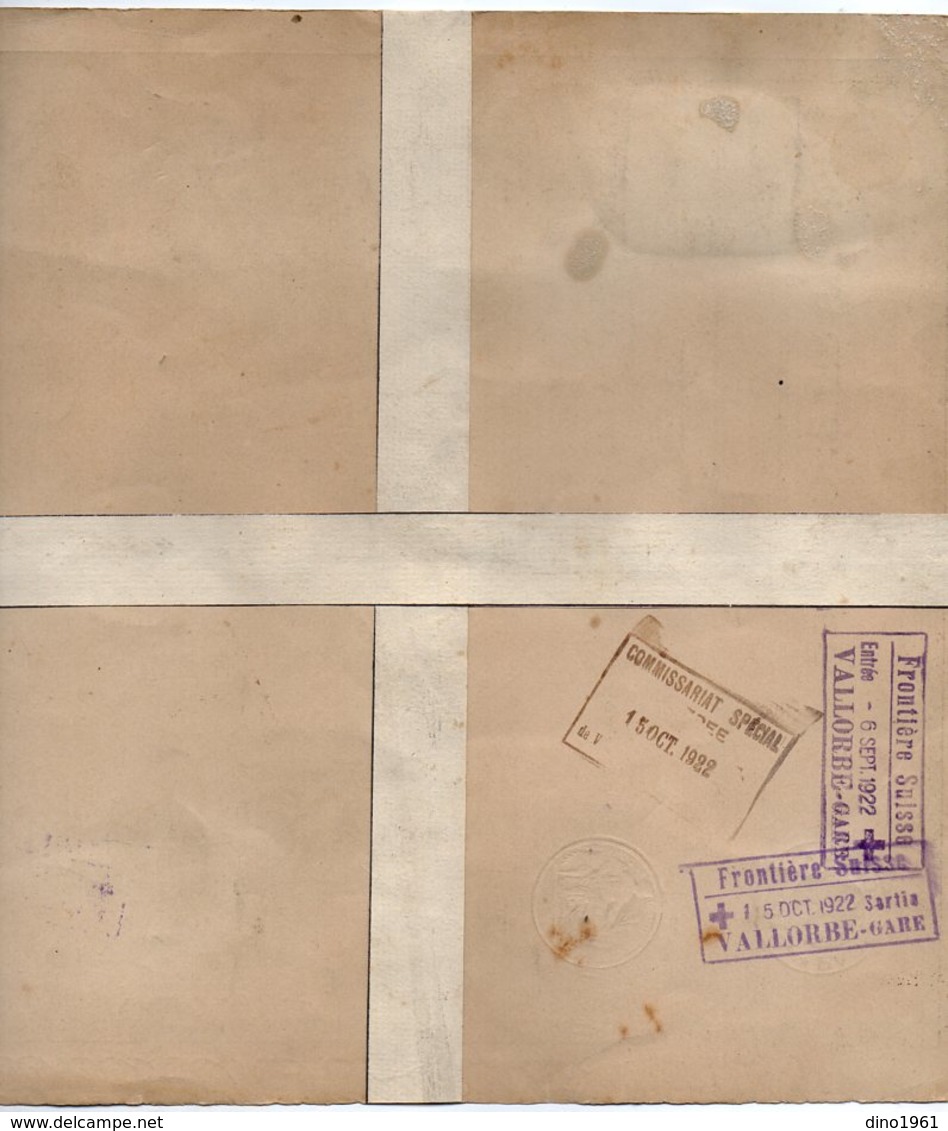 VP13.468 - Préfecture De Seine & Oise à VERSAILLES 1922  - Passeport à L'Etranger ( Suisse ) Melle M.T. QUENTIN - Polizia