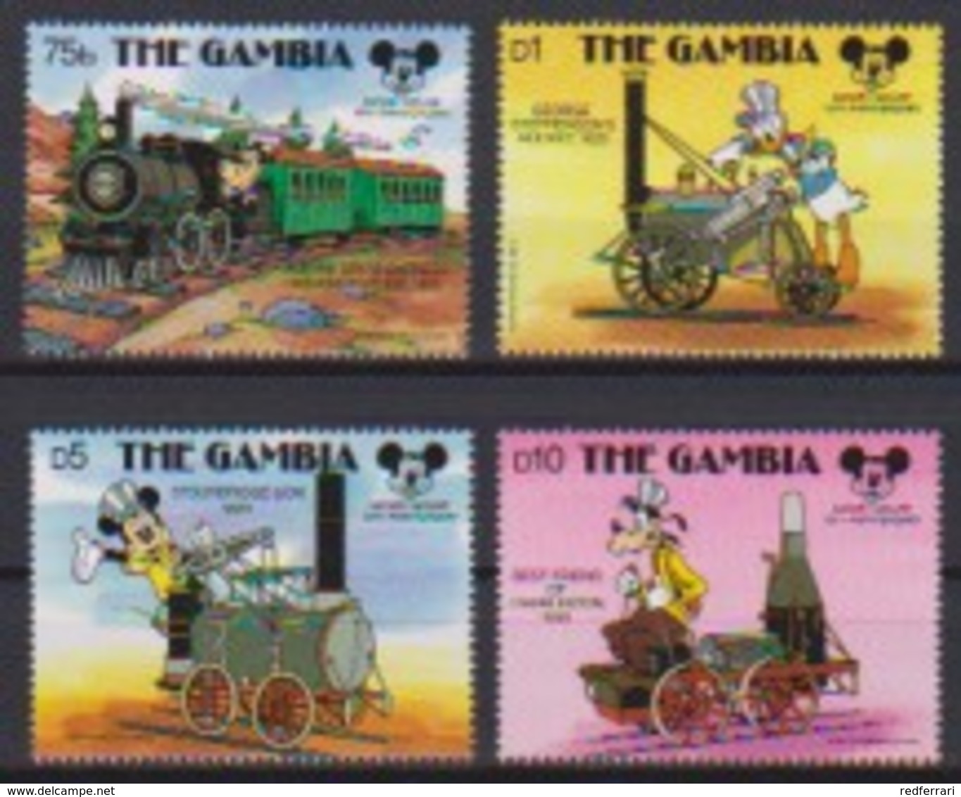 2452 A  -  The GAMBIA - Disney - 1987 - 60 St Verjaardag Van Mickey - Trein En Locomotieve . - Disney