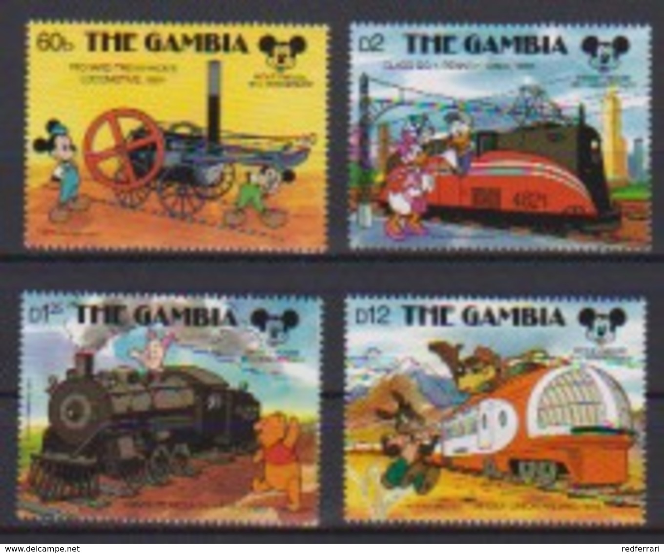 2452 B  -  The GAMBIA - Disney - 1987 - 60 St Verjaardag Van Mickey - Trein En Locomotieve . - Disney