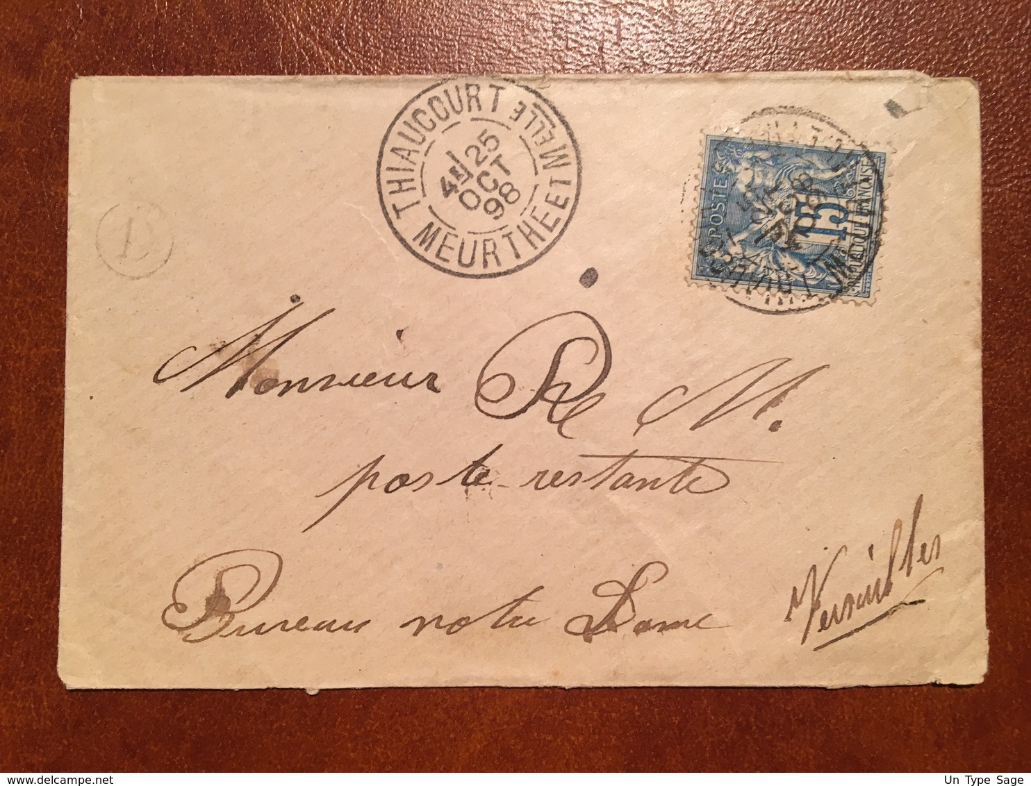 France - Lettre De Thiaucourt Pour Versailles (en Poste Restante) - Cachet De Facteur D - (B1162) - 1877-1920: Période Semi Moderne