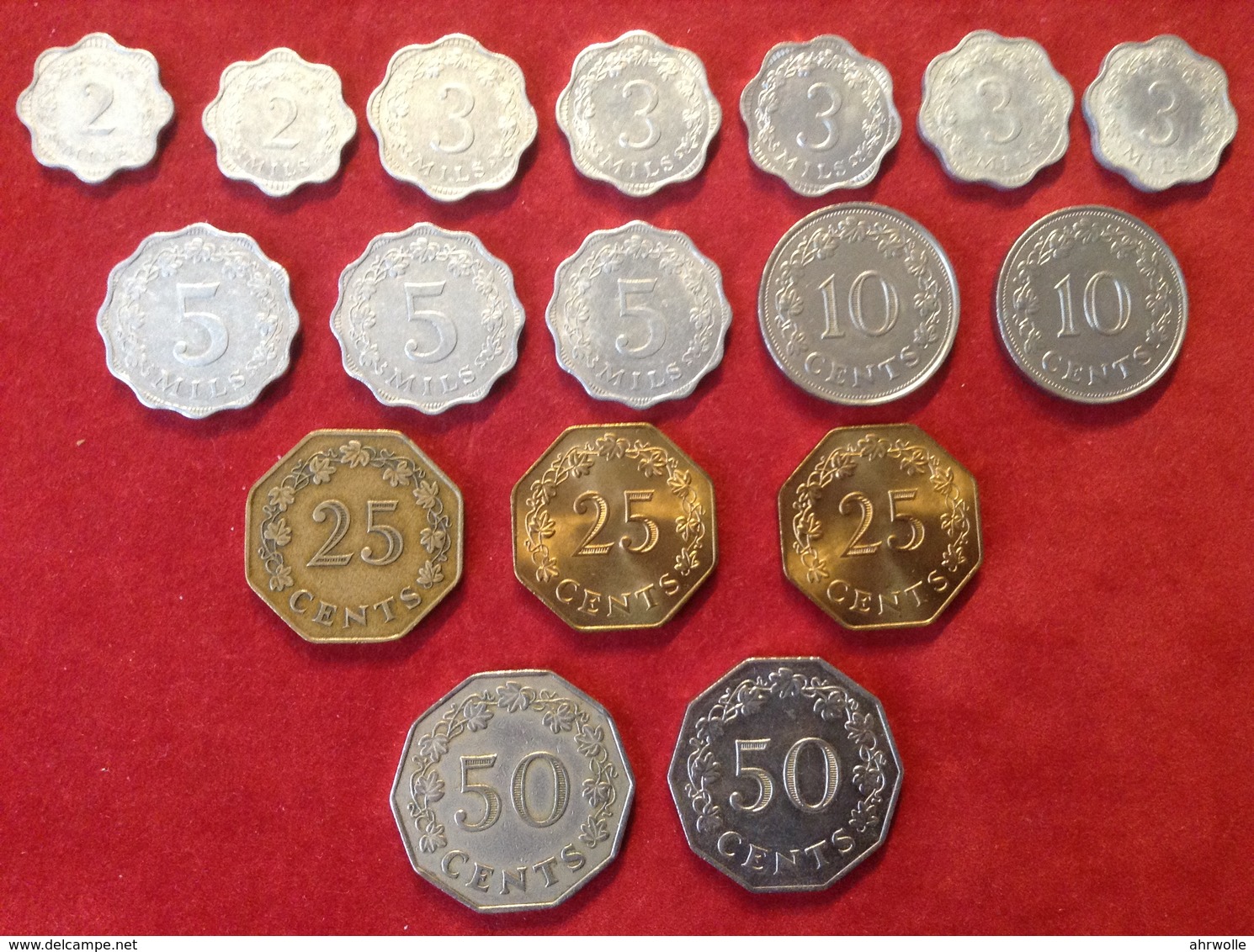 Münzenlot Malta 17 Münzen 2 Mils Bis 50 Cents 1972 Bis 1975 - Malta