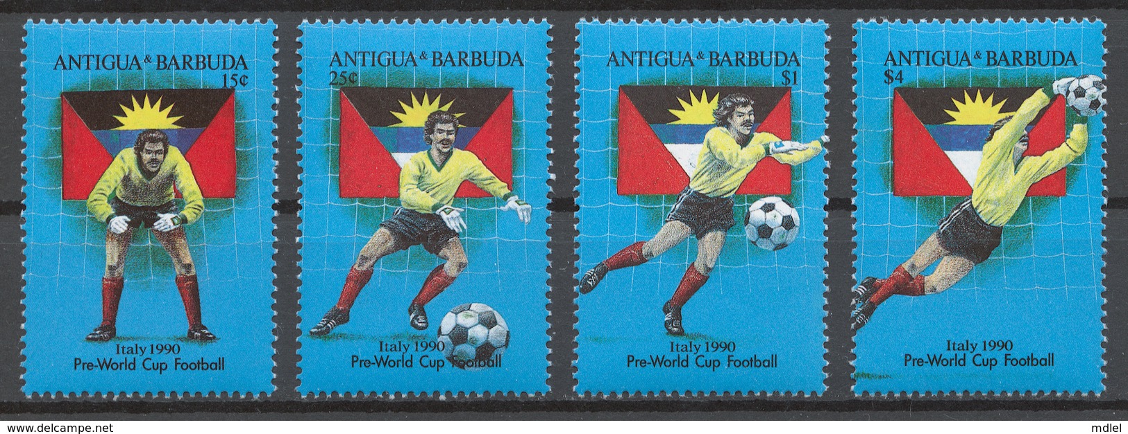 Antigua And Barbuda 1989 Mi# 1252-55** FOOTBALL WORLD CUP ITALY 1990 - Antigua Et Barbuda (1981-...)