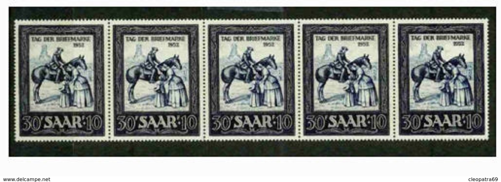 SAAR 1952 STRIP OF 5 STAMP ON STAMP STAMPDAY MNH  HORSE S11869-1 - Stamps On Stamps