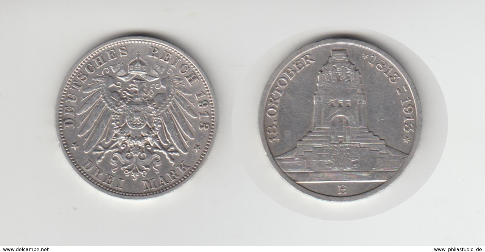 Silbermünze Sachsen 3 Mark 1913 E Jäger 140 13. Oktober Völkerschlachtdenkmal - Altri – Europa