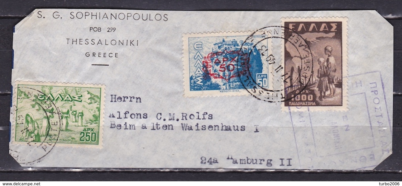 GREECE 1949 3 Different Stamps On Part Of Cover With Censor-cancellation - Gebruikt