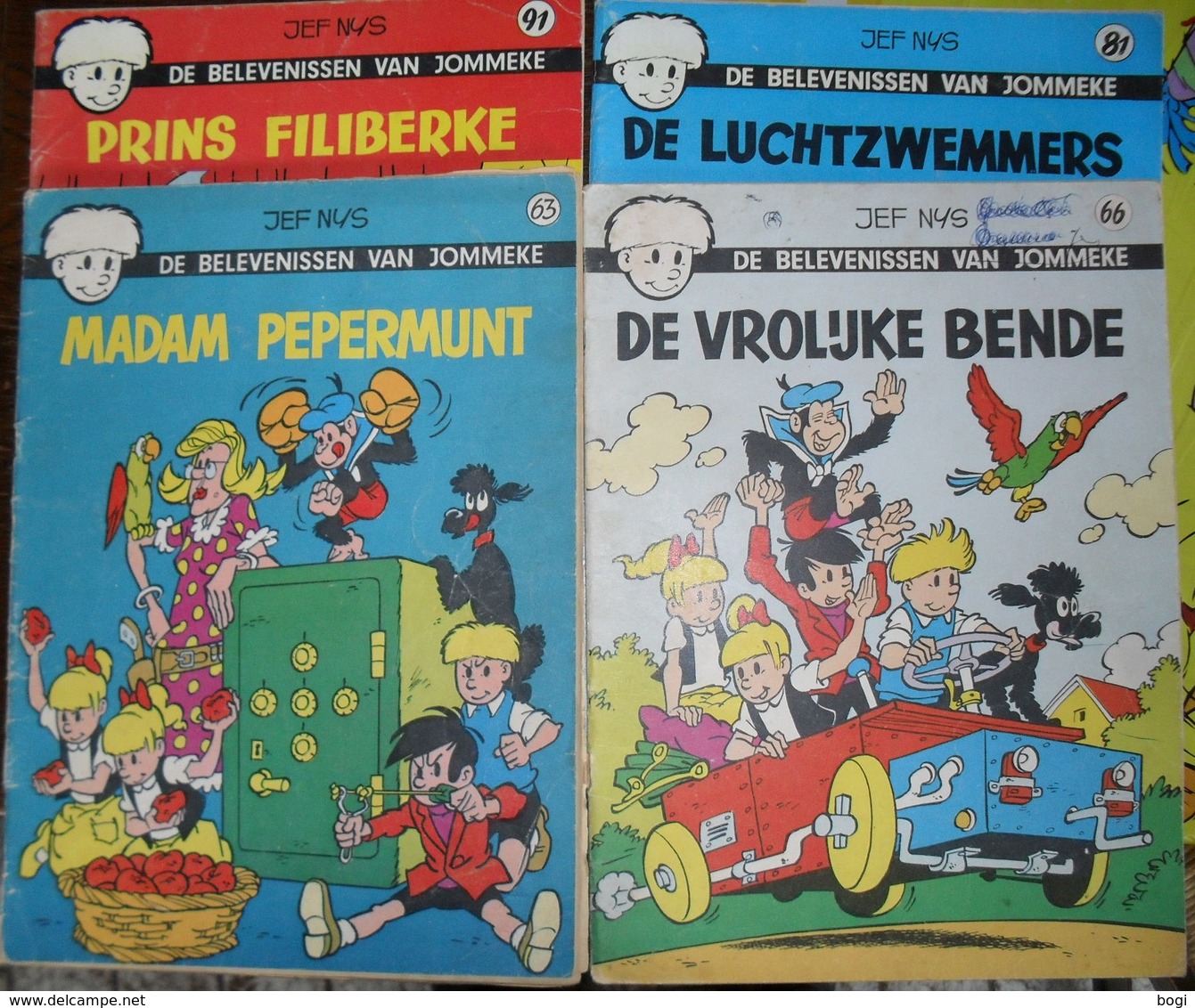 4 Strips Nr. 63 Madam Perpermunt - 66 De Vrolijke Bende - 81 De Luchtzwemmers - 91 Prins Filiberke - Jommeke