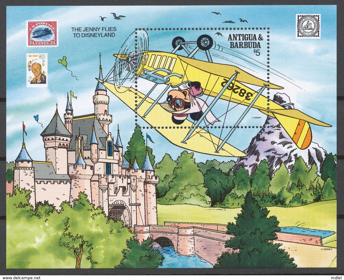 Antigua And Barbuda 1989 Mi# 1273-80+ Bl.165-66** WALT DISNEY CHARACTERS PROMOTING PHILATELY - Antigua Et Barbuda (1981-...)